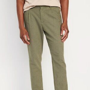 Loose Taper Linen-Blend Ankle Pants Tall Beige
